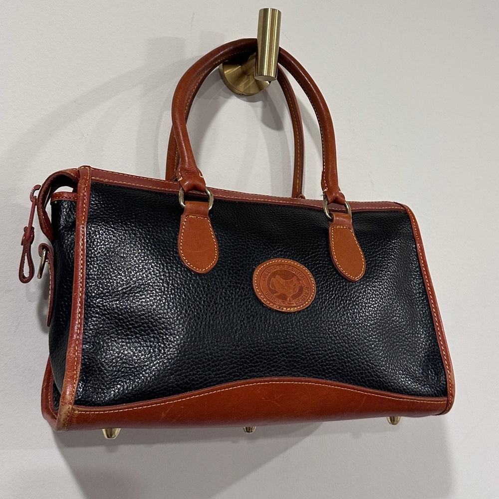 Vintage Black & British Genuine Contrasting Leather Tan Handbag - Picture 5 of 14
